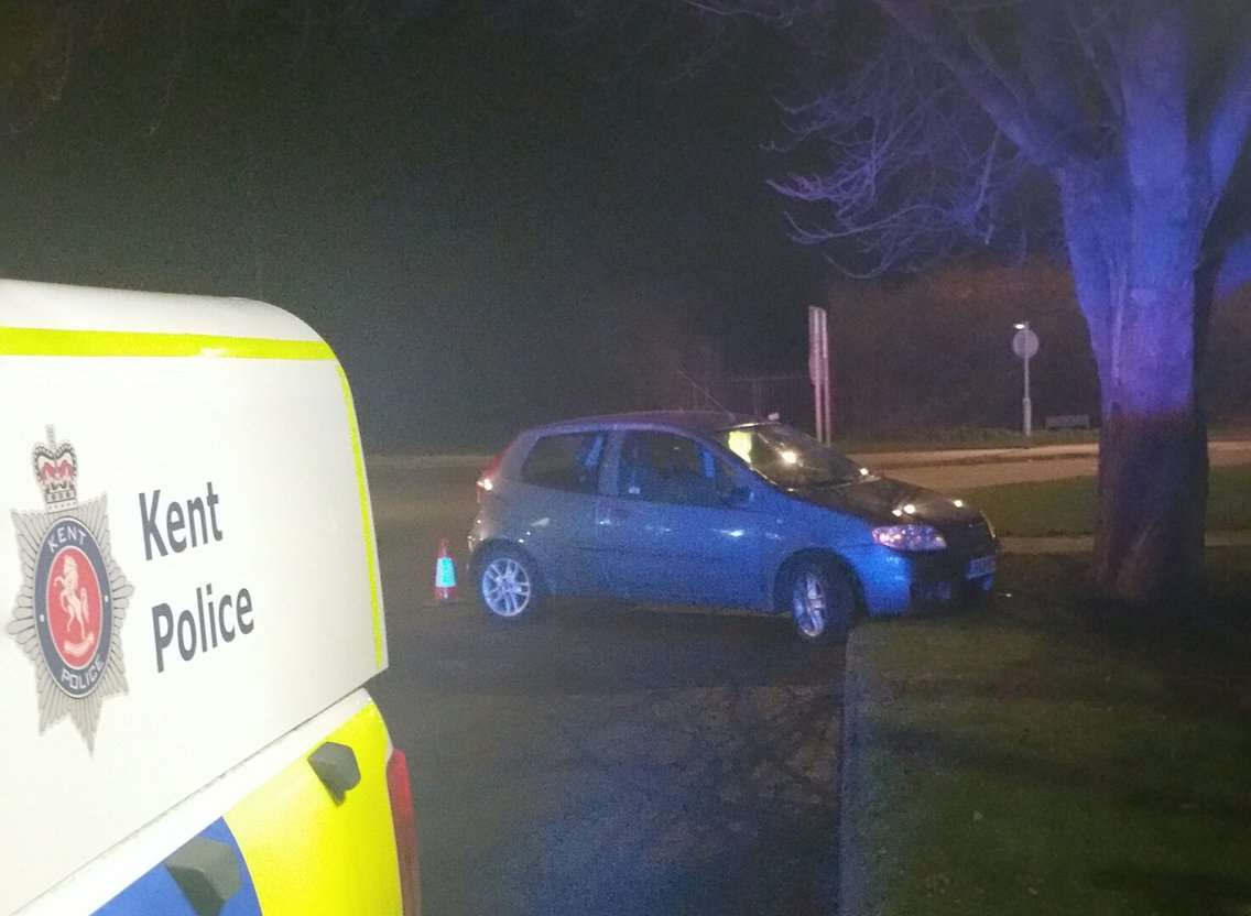 Kent Police arrested the driver for driving whilst disqualified, driving whilst unfit through drink and taking the vehicle without the owner's consent. Picture: @KentPoliceTon