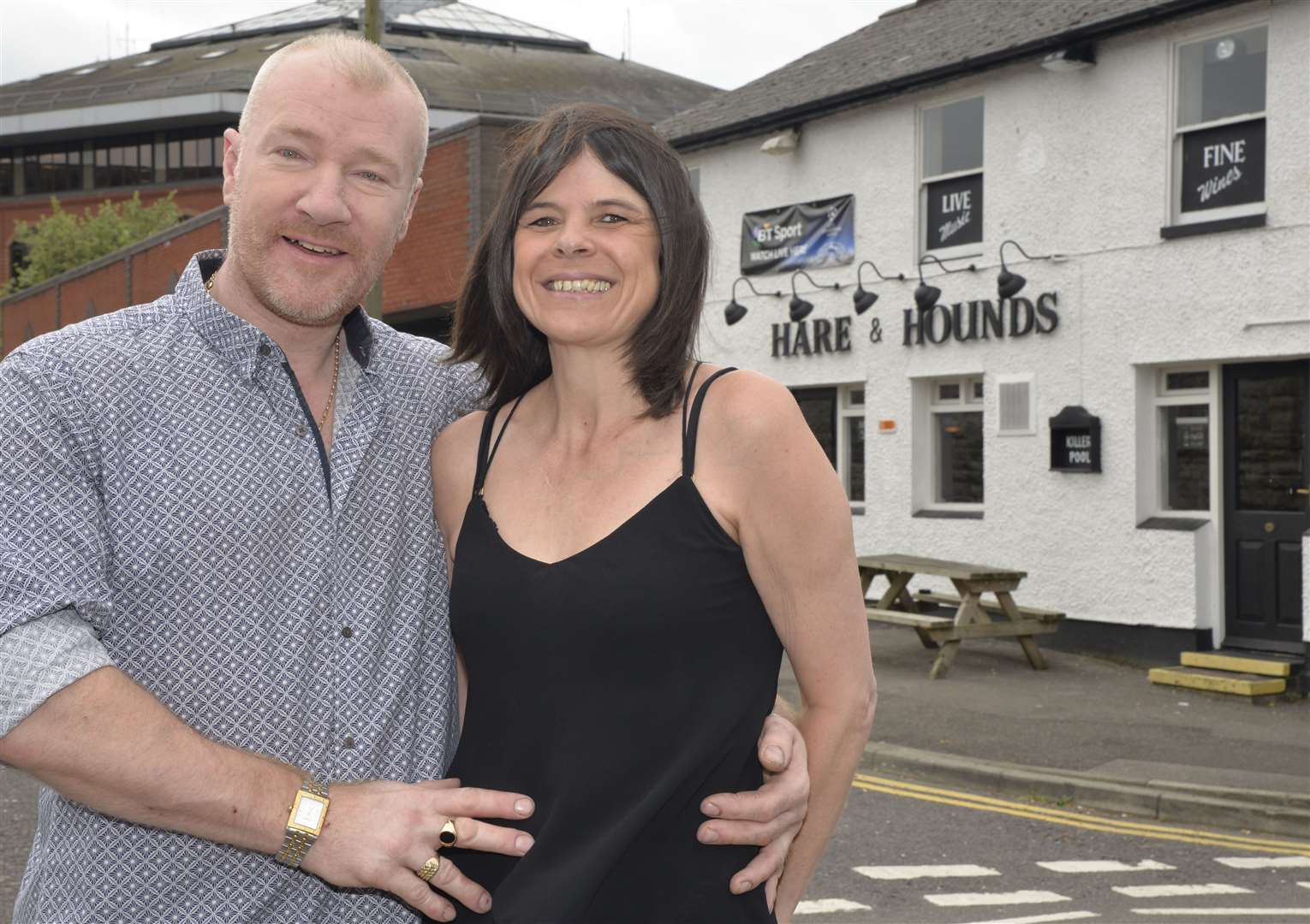 Matthew Bryant and Caroline Bryant outside the Hare and Hounds a year after taking over. Picture: Ruth Cuerden