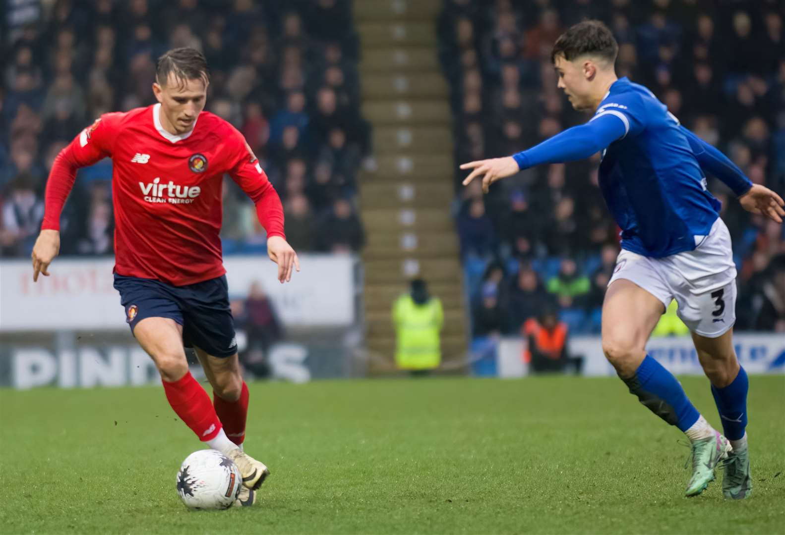 Ebbsfleet’s Ben Chapman helps his side to a point at Chesterfield last month. Picture: Ed Miller/EUFC