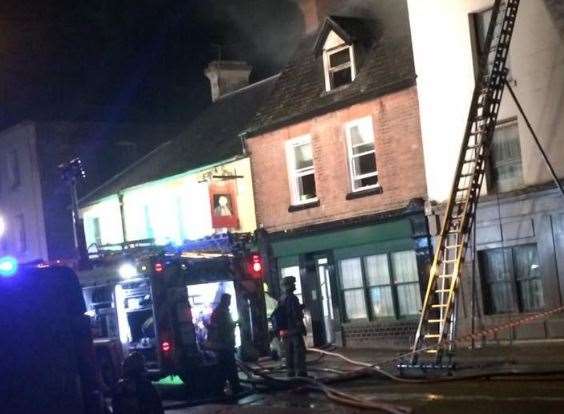 Fire crews at the scene of the flat blaze. Pic: Nikita Challis