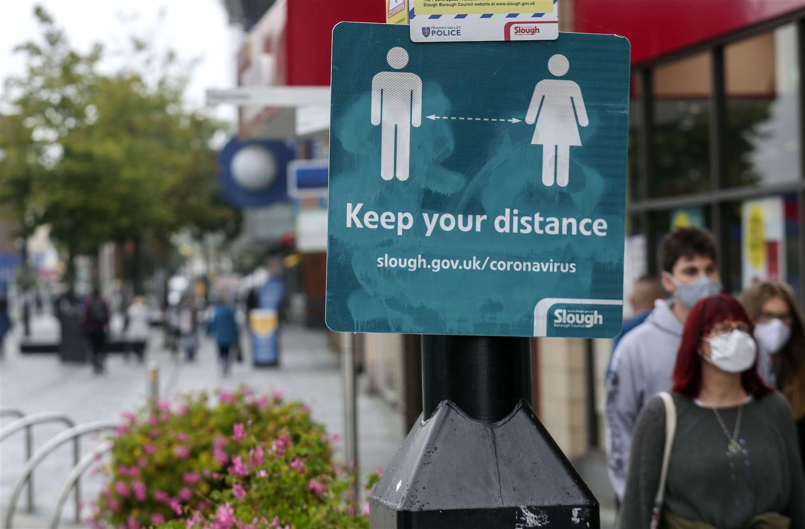 Shoppers in Slough as the Berkshire town has been put back onto the Government watch list because of a rise in coronavirus cases (Steve Parsons/PA)