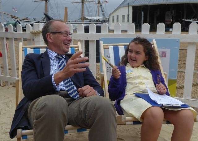 Alexandra Martin in a meeting with Chatham Historic Dockyard Trust CEO Bill Ferris during her day in charge at the visitor attraction (14965696)