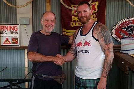 Mr Keys with rescuer Brad Foat. Picture vis Queensland police