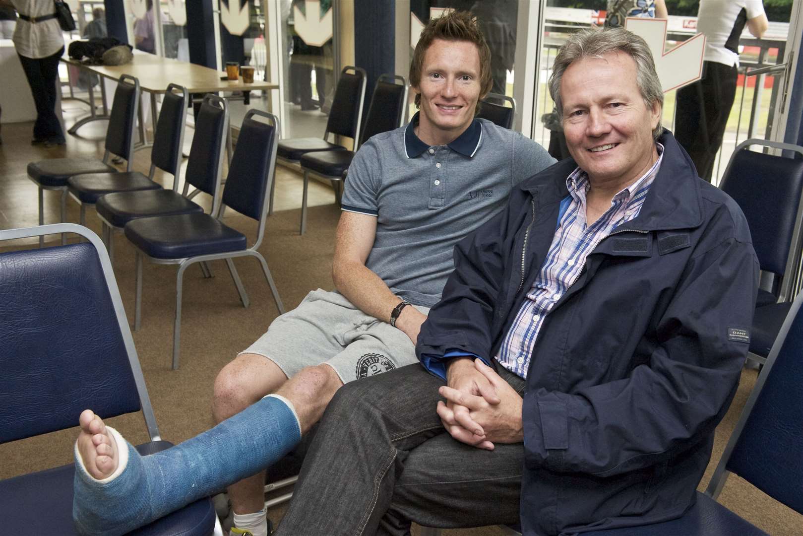 Kent racer Mike Conway and his father Michael at a charity event at Buckmore Park in 2010