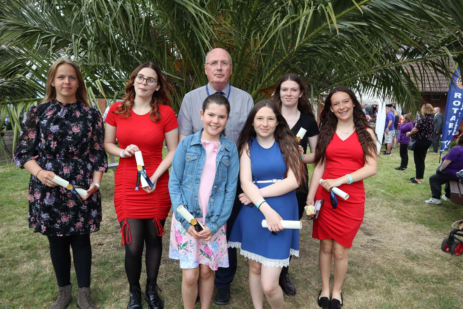 Paul Murray and pupils from the Oasis Academy at the Minster-on-Sea Rotary Club Platinum Jubilee volunteer awards at the Abbey Hotel. Picture: John Nurden