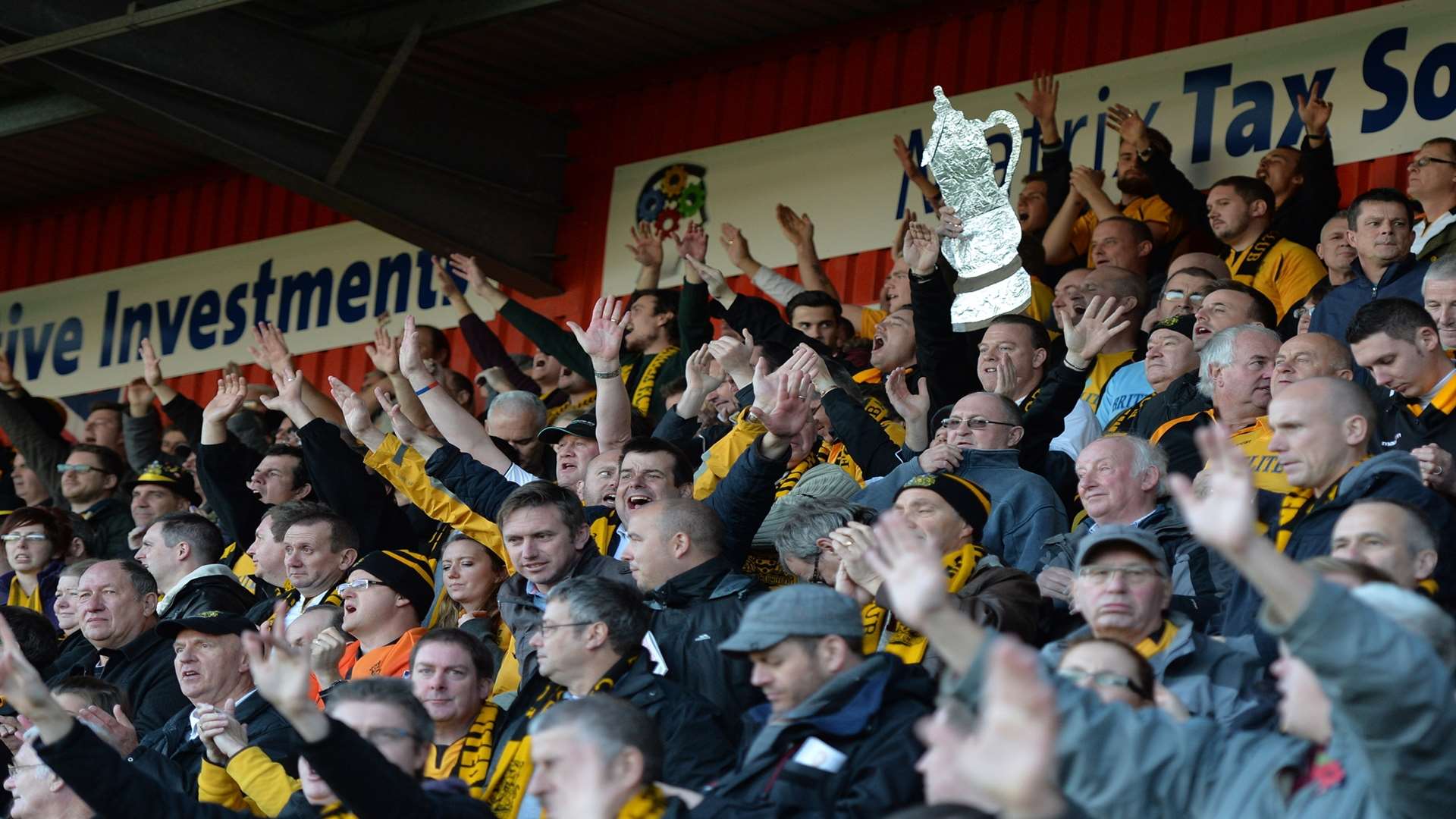 Maidstone fans cheer on their side Picture: Keith Gillard