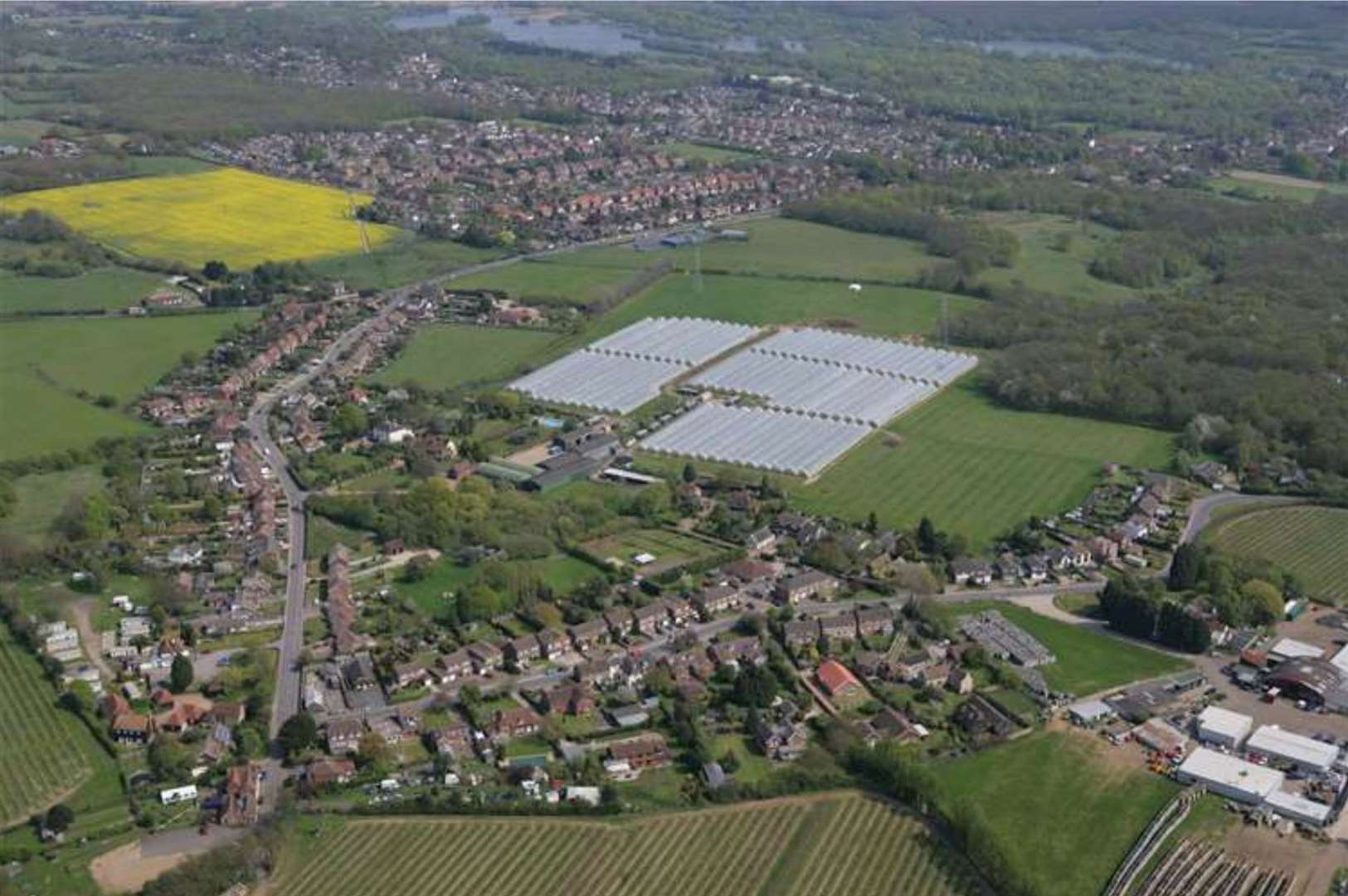 An aerial view showing the site of the Woodlands development in Broad Oak, Sturry on the outskirts of Canterbury. Picture: Martin Apps