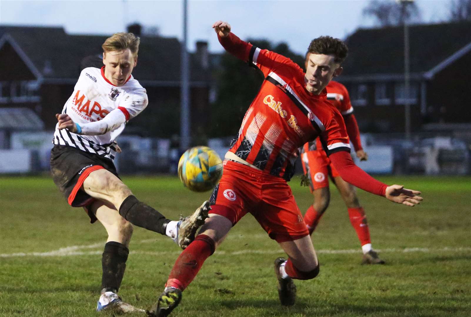 Ben Chapman strikes at goal for Deal. Picture: Paul Willmott