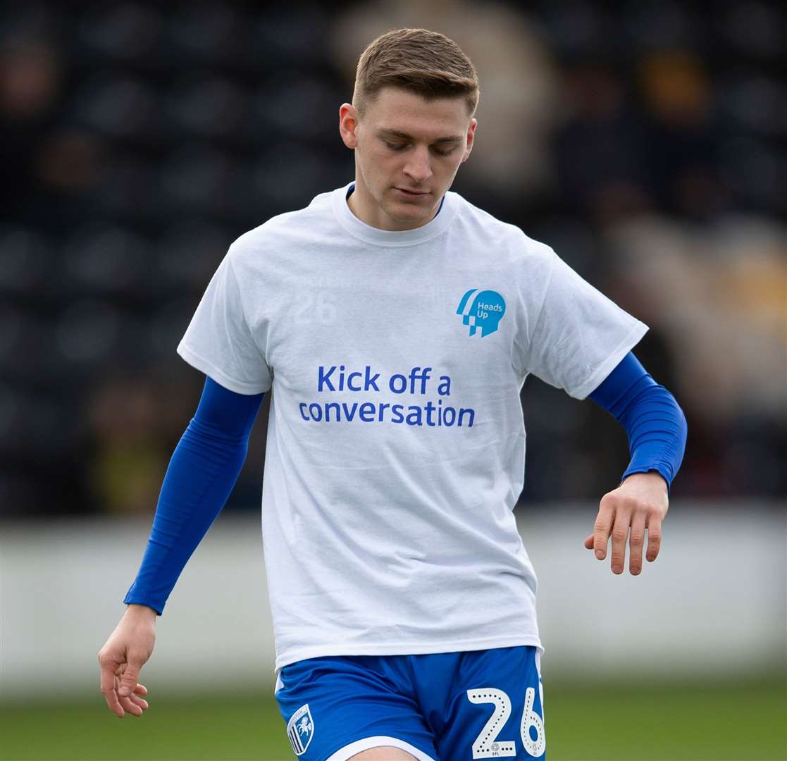 Henry Woods warms up before the match at Burton on Saturday Picture: Ady Kerry