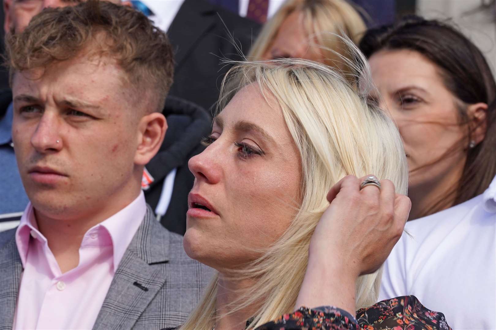 PCSO Julia James’ son Patrick Davies, and daughter Bethan Coles (Gareth Fuller/PA)