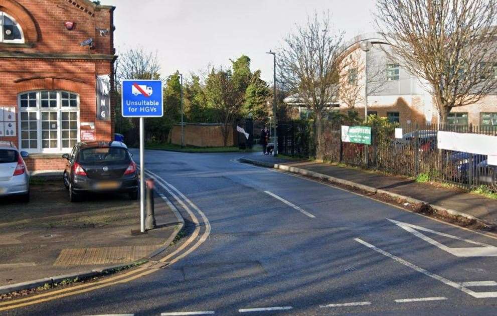 A sign in Honeysuckle Road which states the road is unsuitable for HGVs, captured in December. Picture: Google Street View