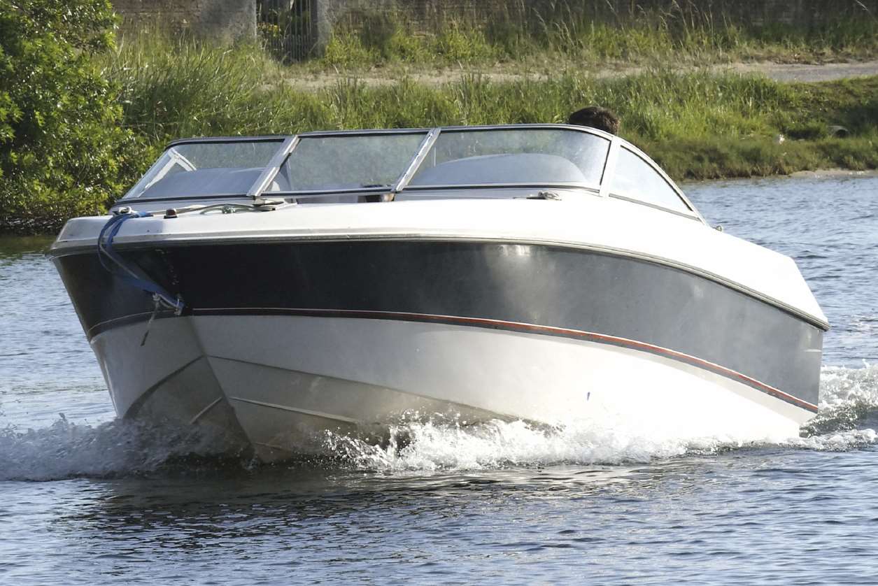 A motor cruiser was damaged by fire. Stock image.