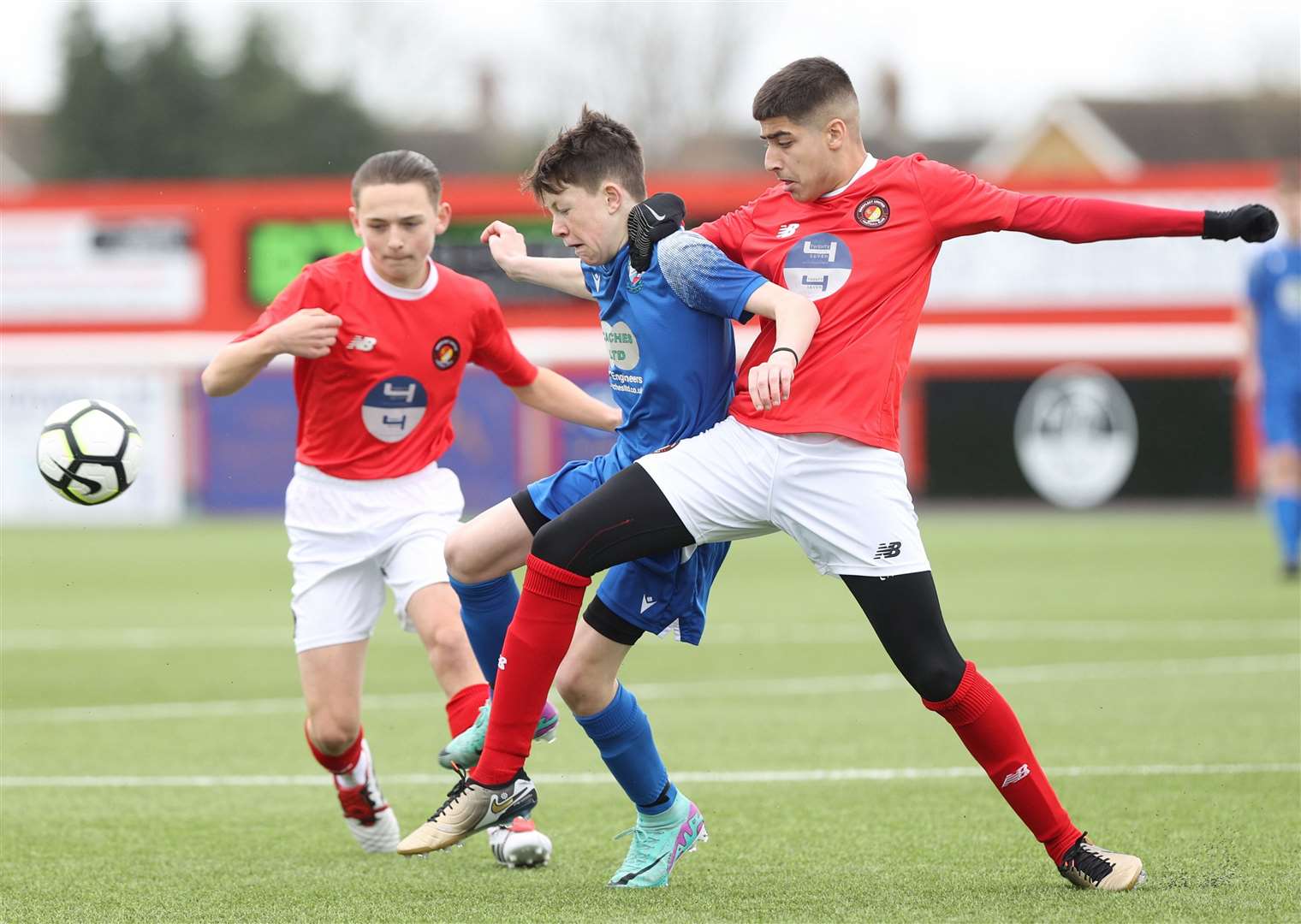 Action from the Kent Merit Under-14 Boys Plate Final between AFC Langney and Ebbsfleet. Picture: PSP Images