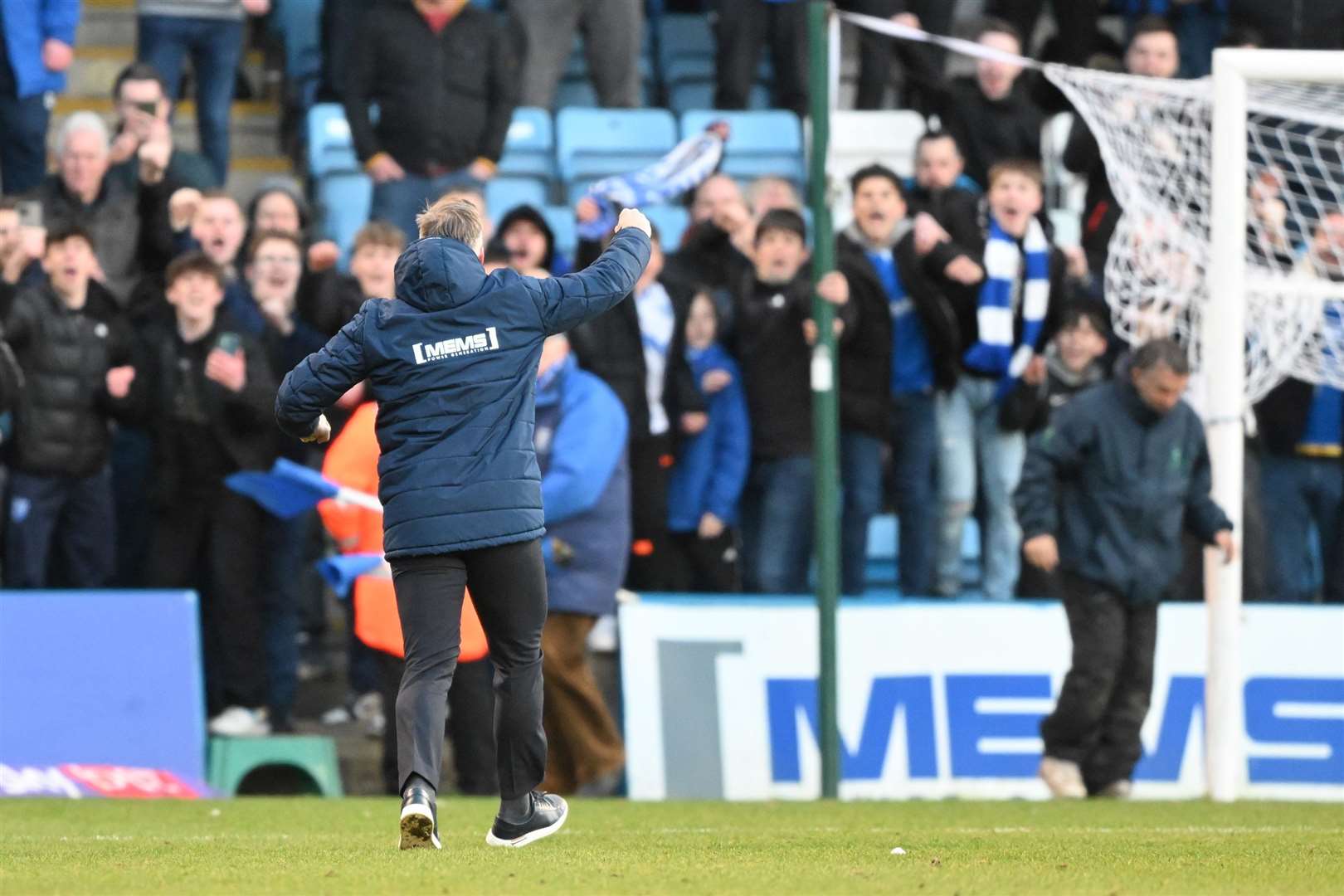 Neil Harris celebrating a home win - they've been coming around frequently this year Picture: Keith Gillard