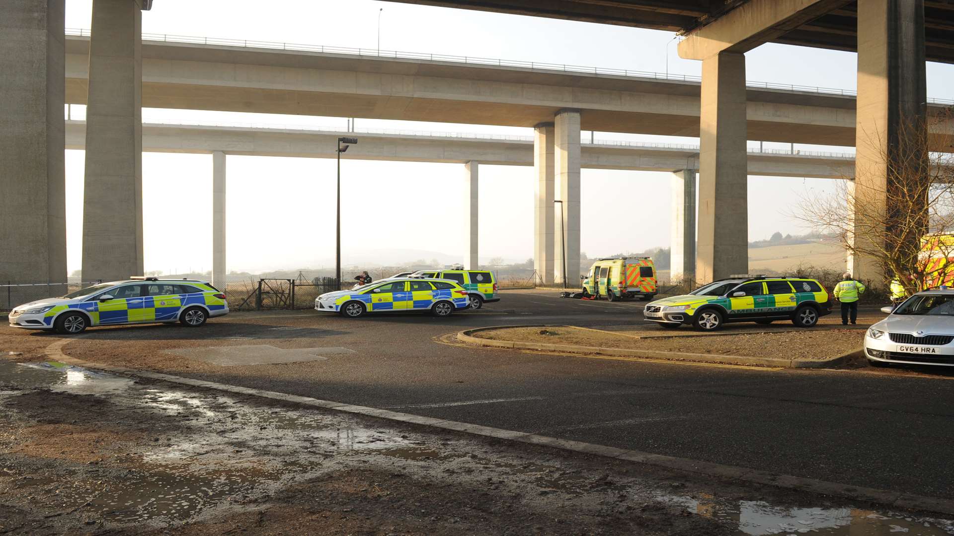 Emergency services at Medway Valley Leisure Park. Pic: Steve Crispe