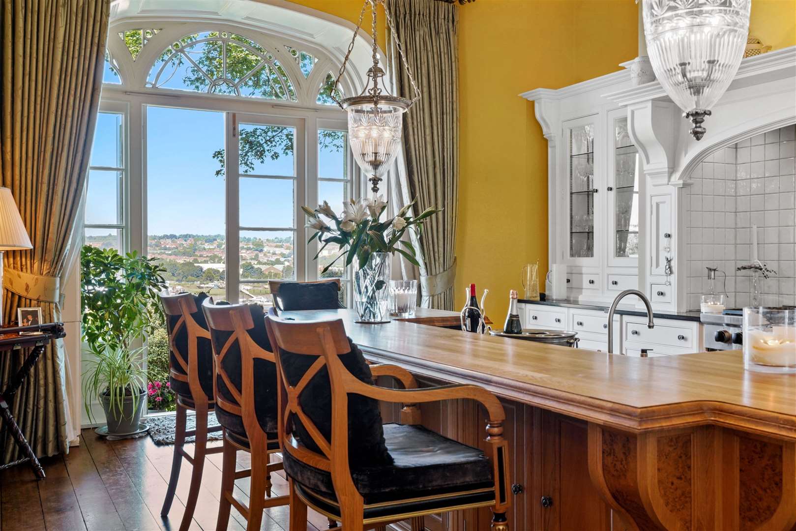 The stunning kitchen area at the grade II-listed Georgian mansion in Rochester. Picture: John D Wood