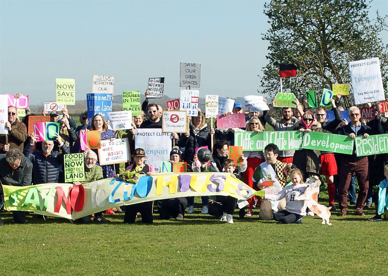 Campaigners in Cliffe protesting the homes plan