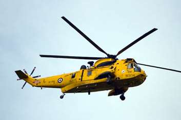 The RAF rescue helicopter in action