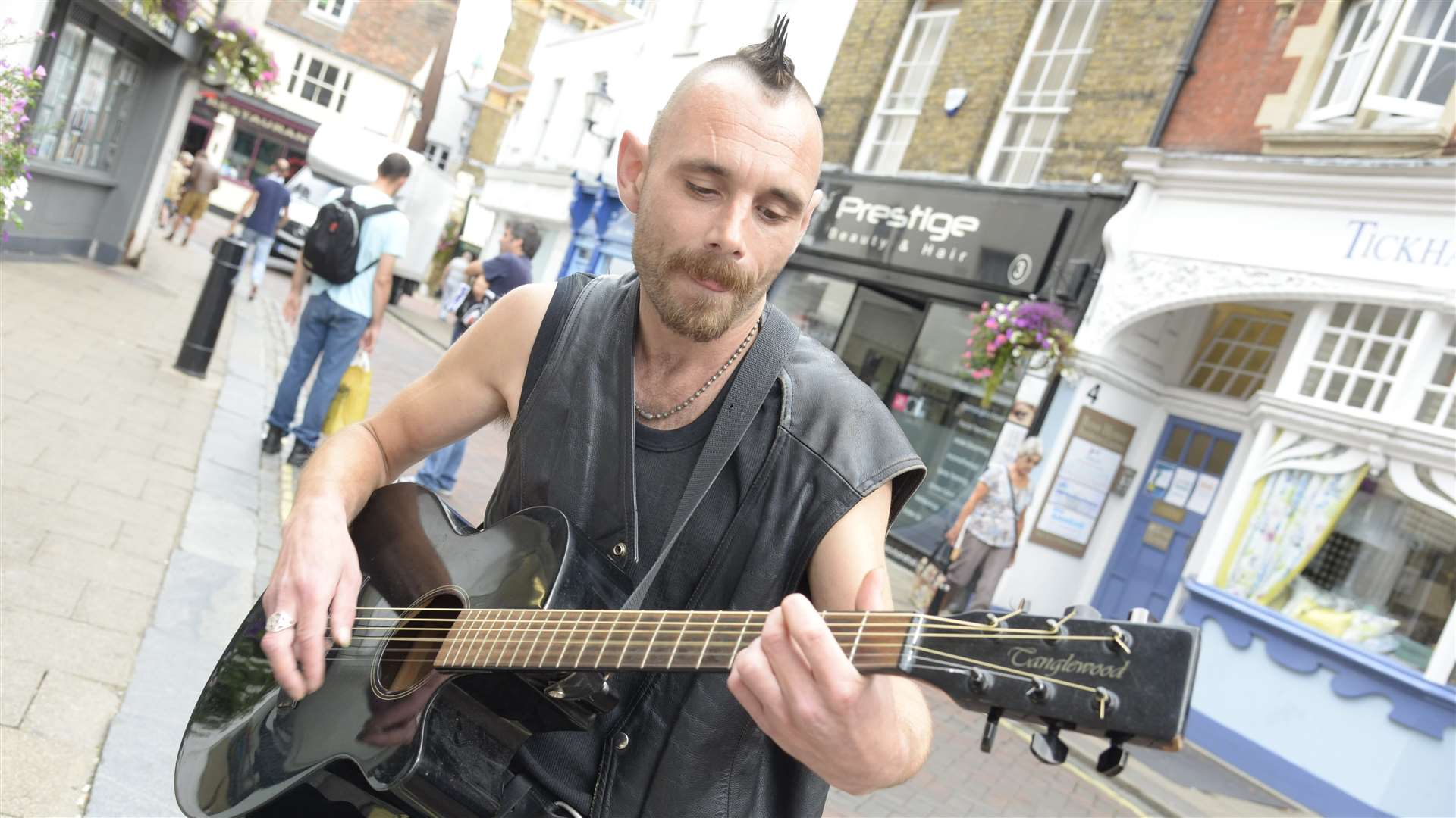 James Ronayne performing in Faversham town centre. Picture: Chris Davey