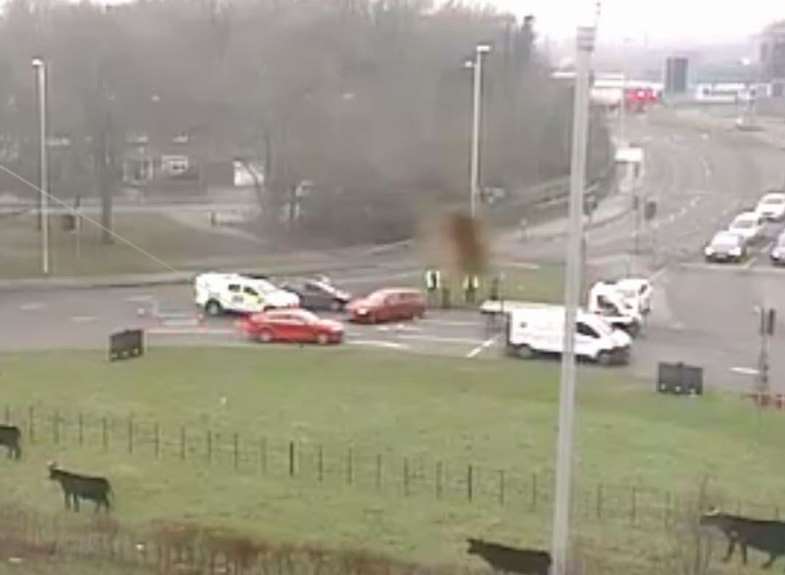 The incident at Drovers Roundabout. Credit: KCC Highways