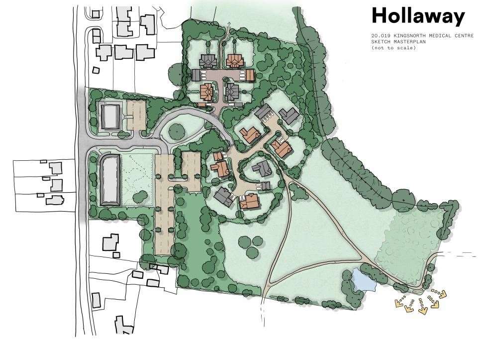 A masterplan of how the GP and houses scheme could be laid out