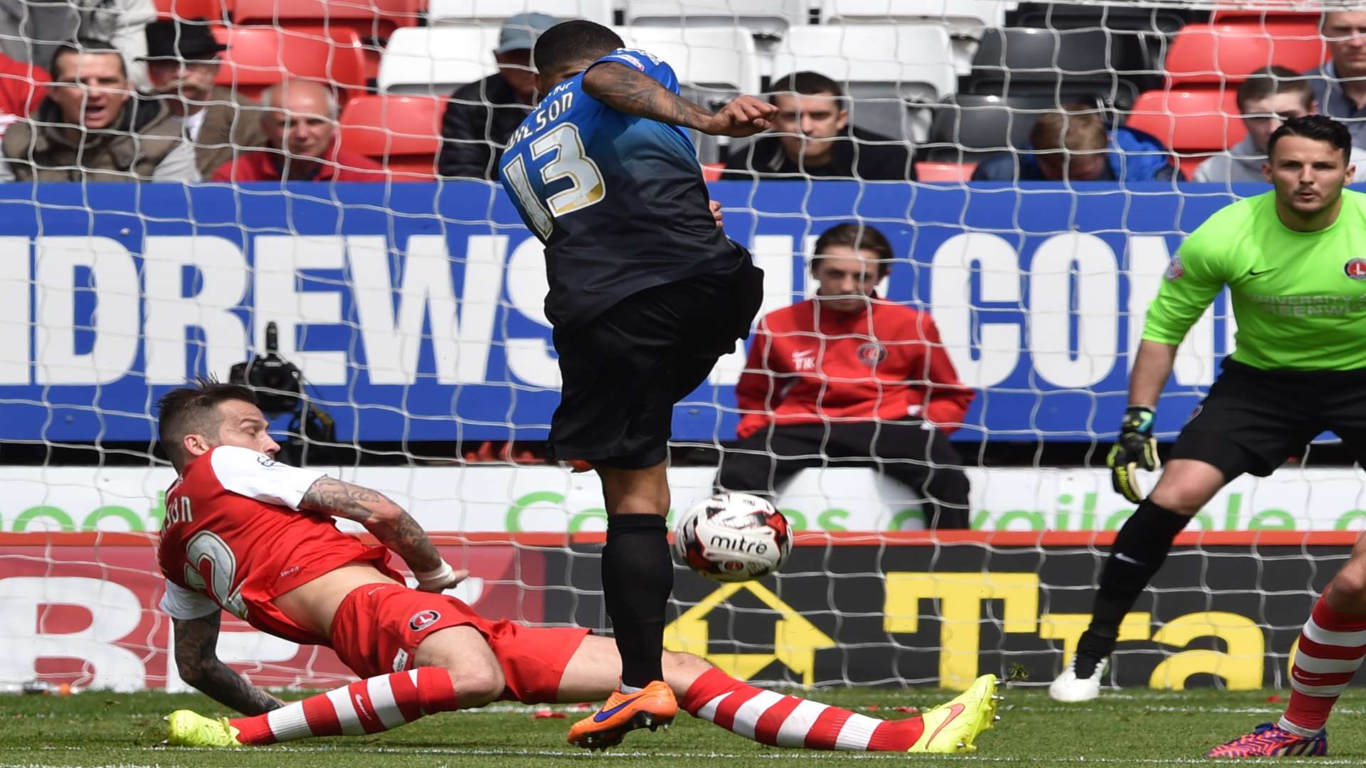 Roger Johnson slides in to deny Bournemouth. Picture:: Keith Gillard