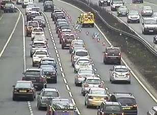 Queues are mounting on the A2. Picture: Highways England