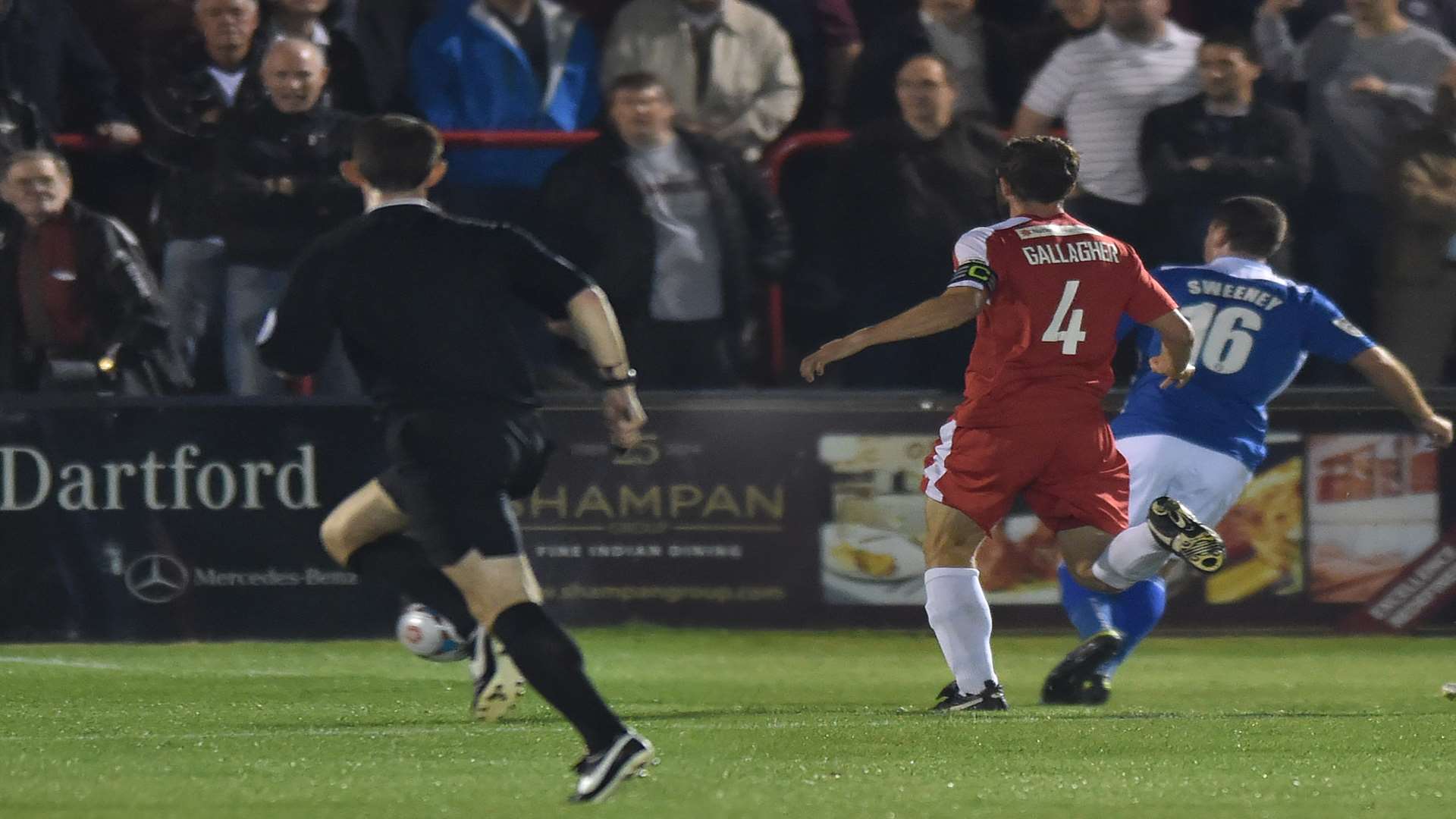 Peter Sweeney scores his first goal for Dartford Picture: Keith Gillard