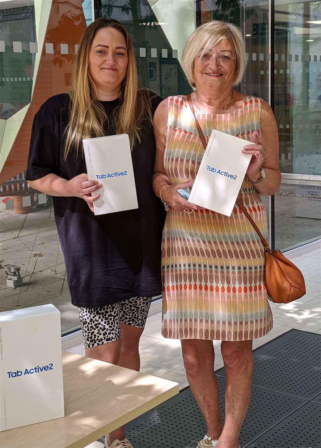 Mary Harvey and Faye Stapleton have helped raise more than £6,000 to buy electronic tablet devices (University Hospitals Bristol NHS Foundation/PA)