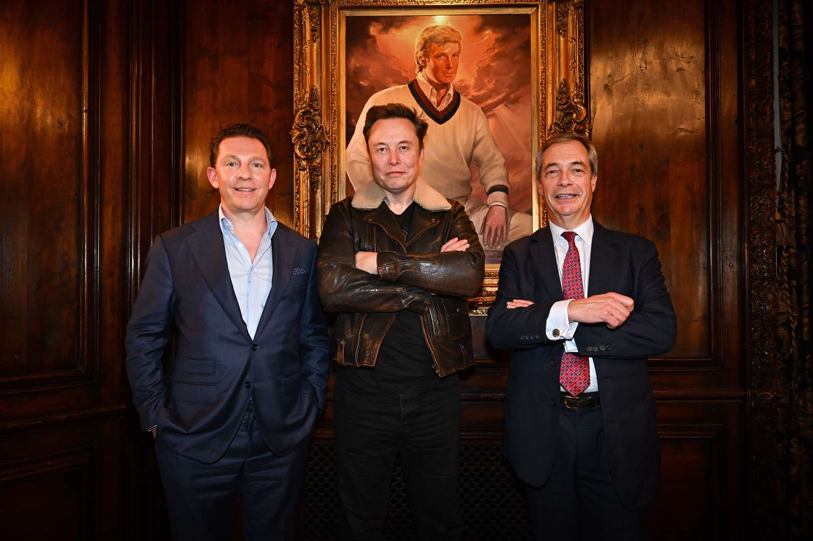 Reform UK’s new treasurer Nick Candy, Elon Musk, centre, and Nigel Farage met at Donald Trump’s Mar-a-Lago (Stuart Mitchell/Reform UK)