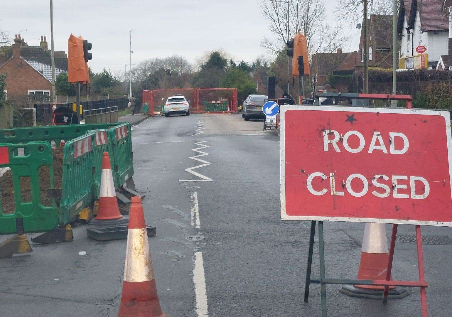 There are long delays along the A257 Littlebourne Road towards Canterbury after the route was closed due to a burst water main