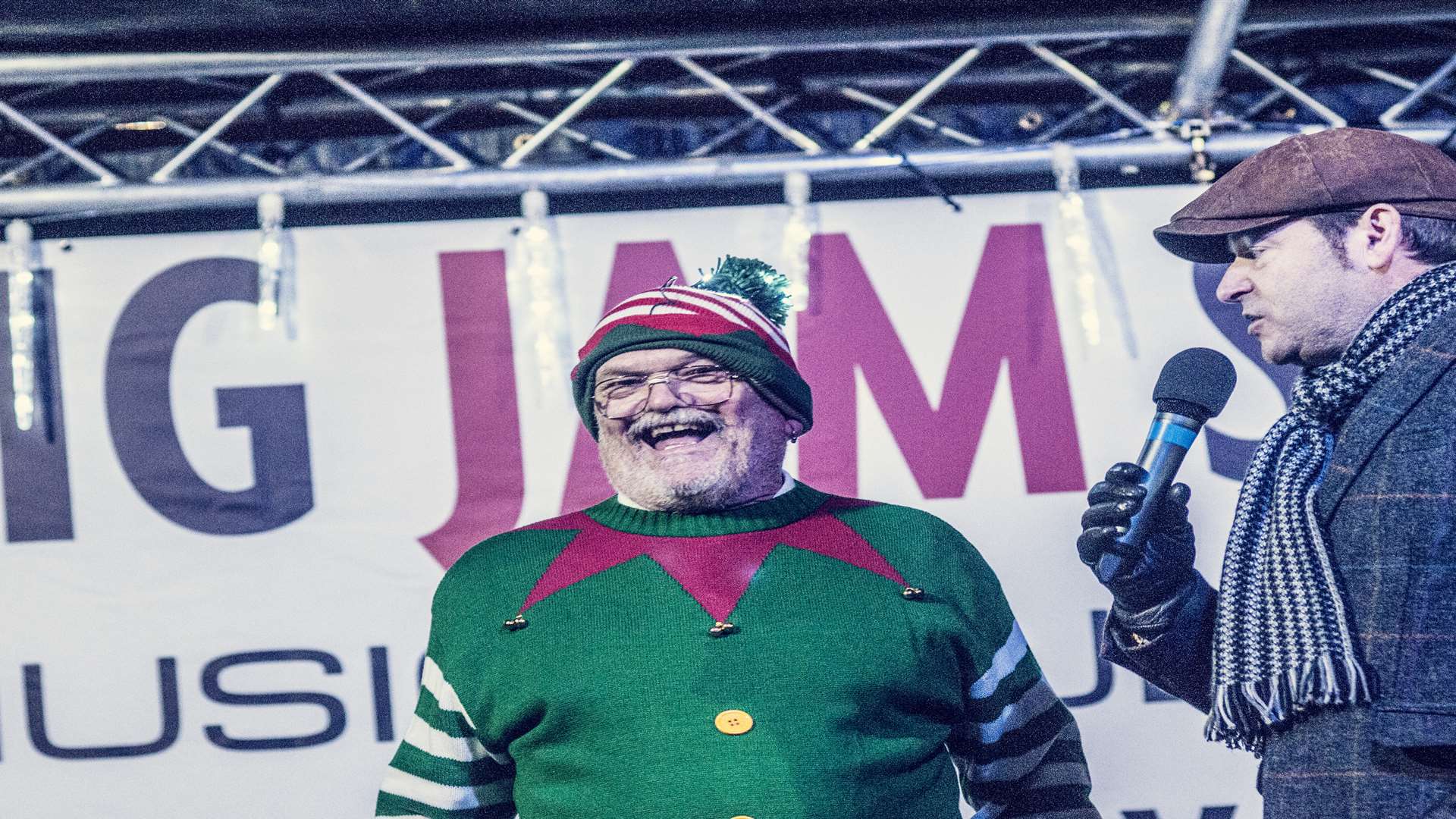 Hero Clive Mitson dressed as an elf to switch on West Malling's Christmas lights. Picture: The White Studios