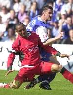 NOT QUITE: Matt Jarvis scores against Cardiff, but Gills could not secure survival. Picture: GRANT FALVEY