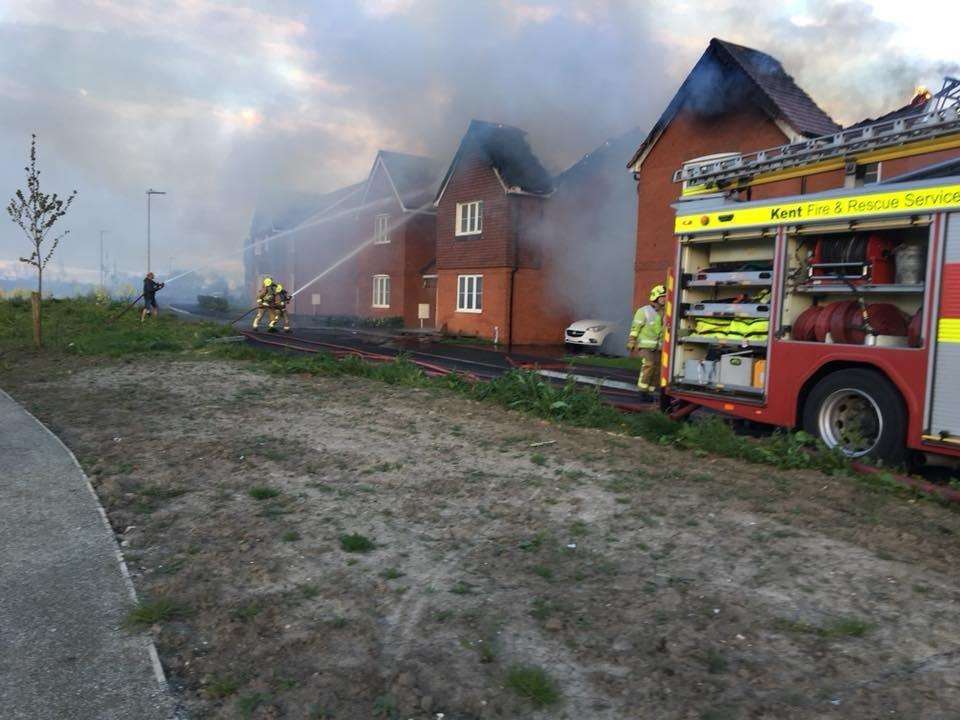 Firefighters at the scene of the fire