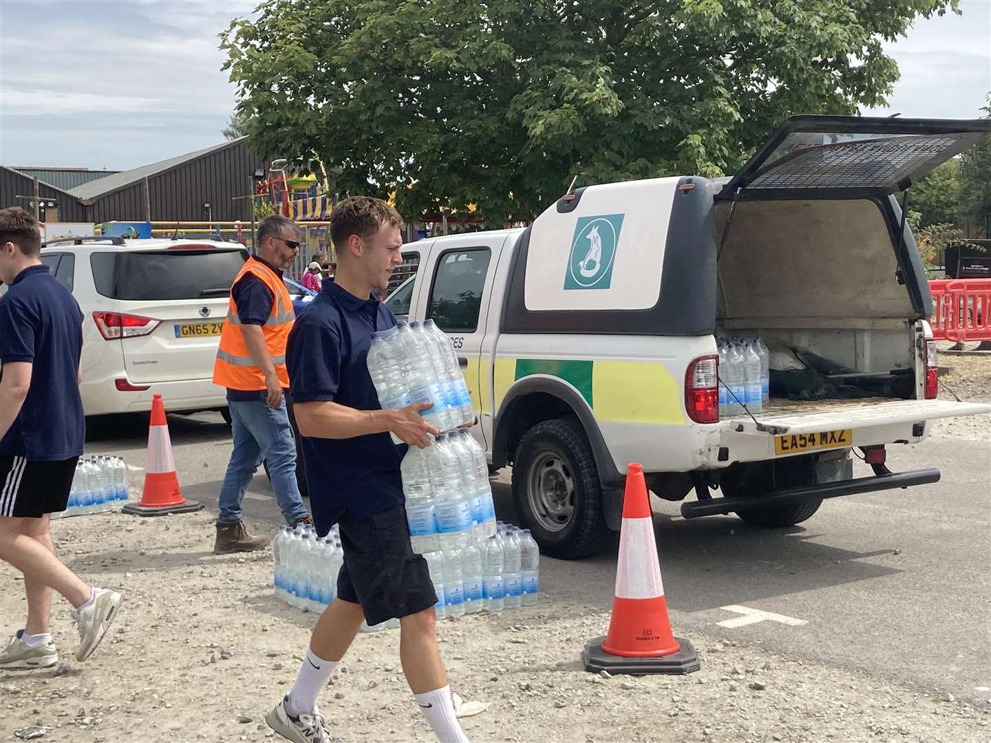 A bottled water bank was set up behind an amusement arcade in Leysdown when Sheppey had its water supply cut off