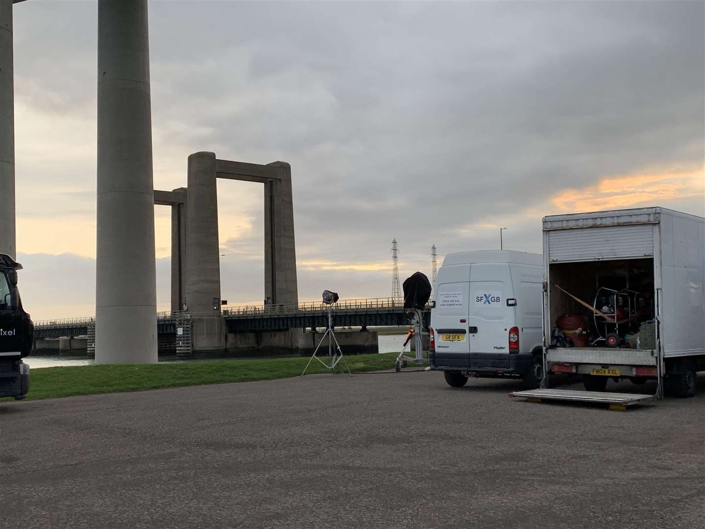 Filming of the ITV drama Too Close on the Kingsferry Bridge. Picture: Phil Drew