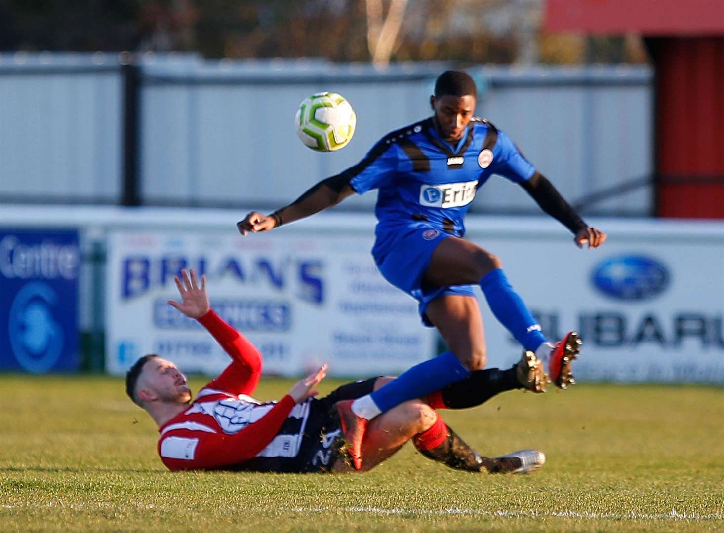 George Crimmen makes a challenge in Sheppey colours Picture: Andy Jones