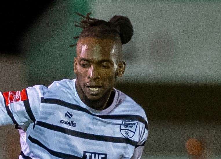 Ibrahim Olutade - Margate’s top scorer failed to convert an early penalty during their 2-1 weekend away win. Picture: Ian Scammell