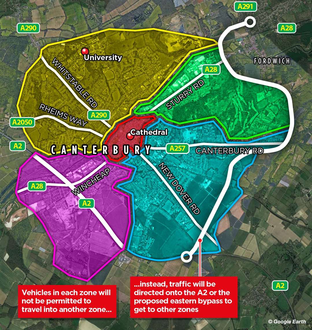 How Canterbury will be divided into five new neighbourhoods