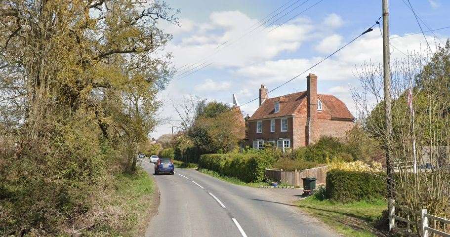 Small Hythe Road in Tenterden was blocked in both directions after a collision involving a van and a car. Picture: Google