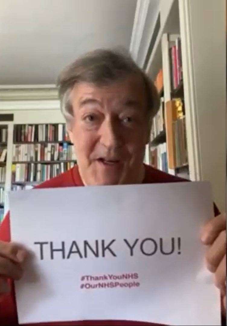 Stephen Fry appearing in a video to thank NHS staff for their work during the coronavirus pandemic (NHS England)