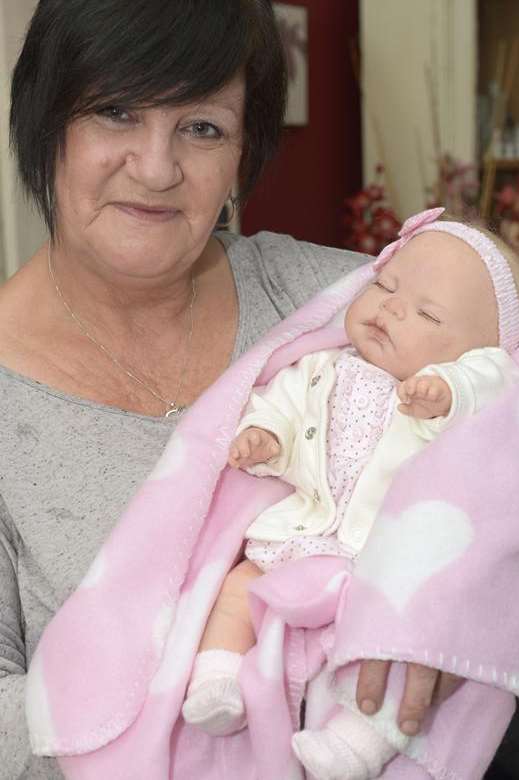 Gillingham's Sue Waters with one her baby dolls