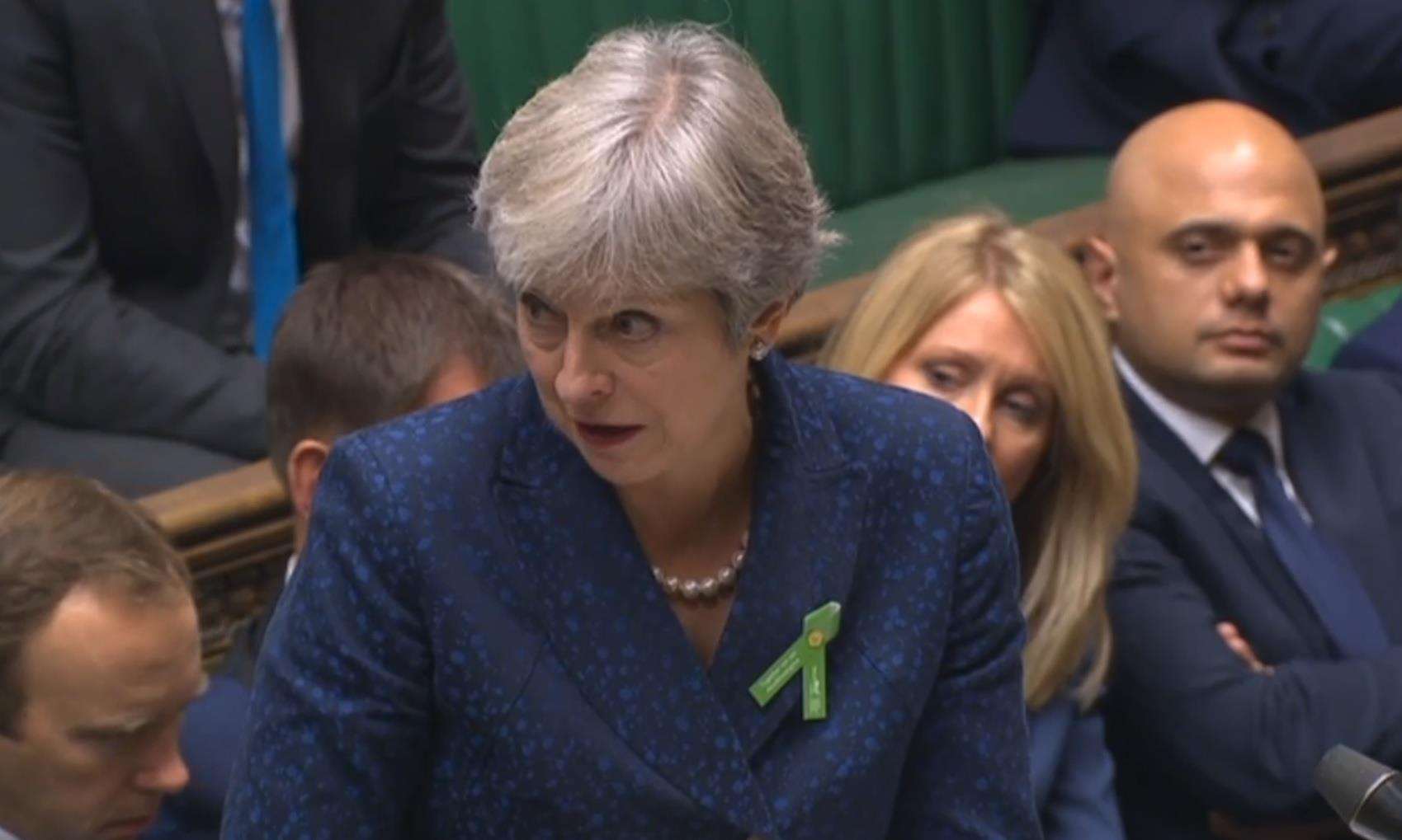 Theresa May discusses county lines during Prime Minister's Questions. Picture supplied by the office of Charlie Elphicke MP