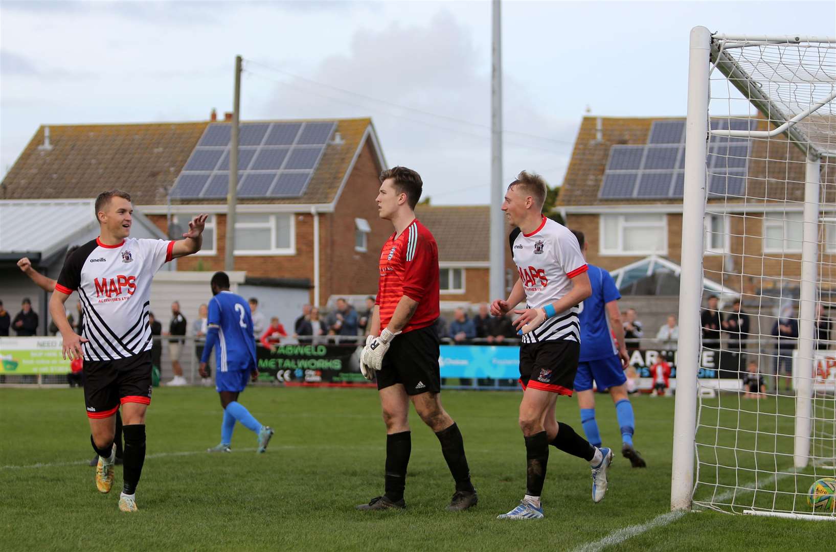 Ben Chapman celebrates Deal Town's sixth. Picture: Paul Willmott