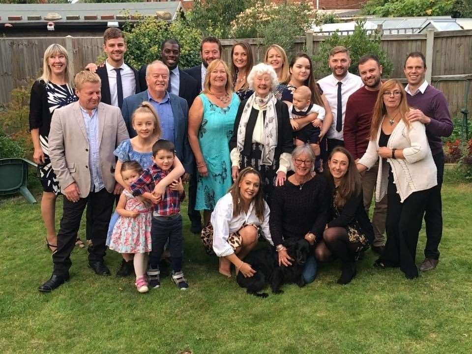 Jacqueline Hitchcock, surrounded by her family. Picture: Simone Owen