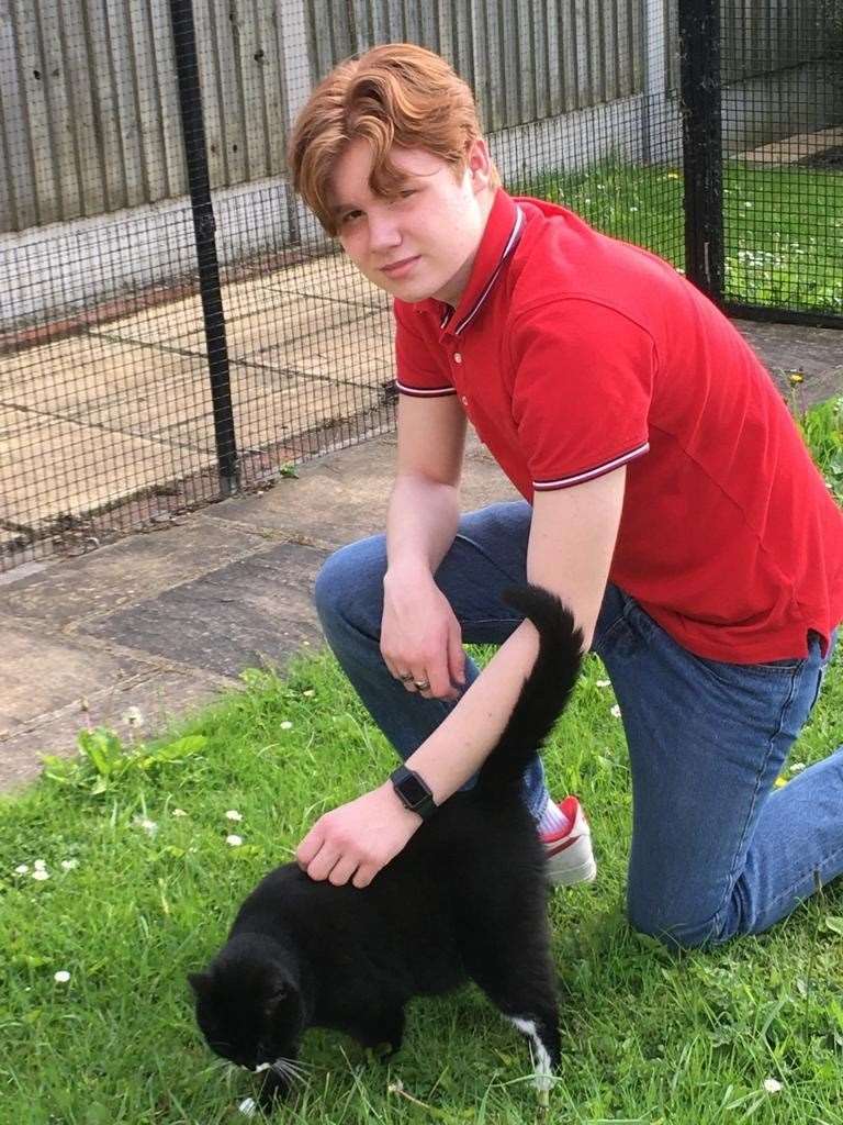 Cameron Noble, 16, who volunteers with Cats Protection