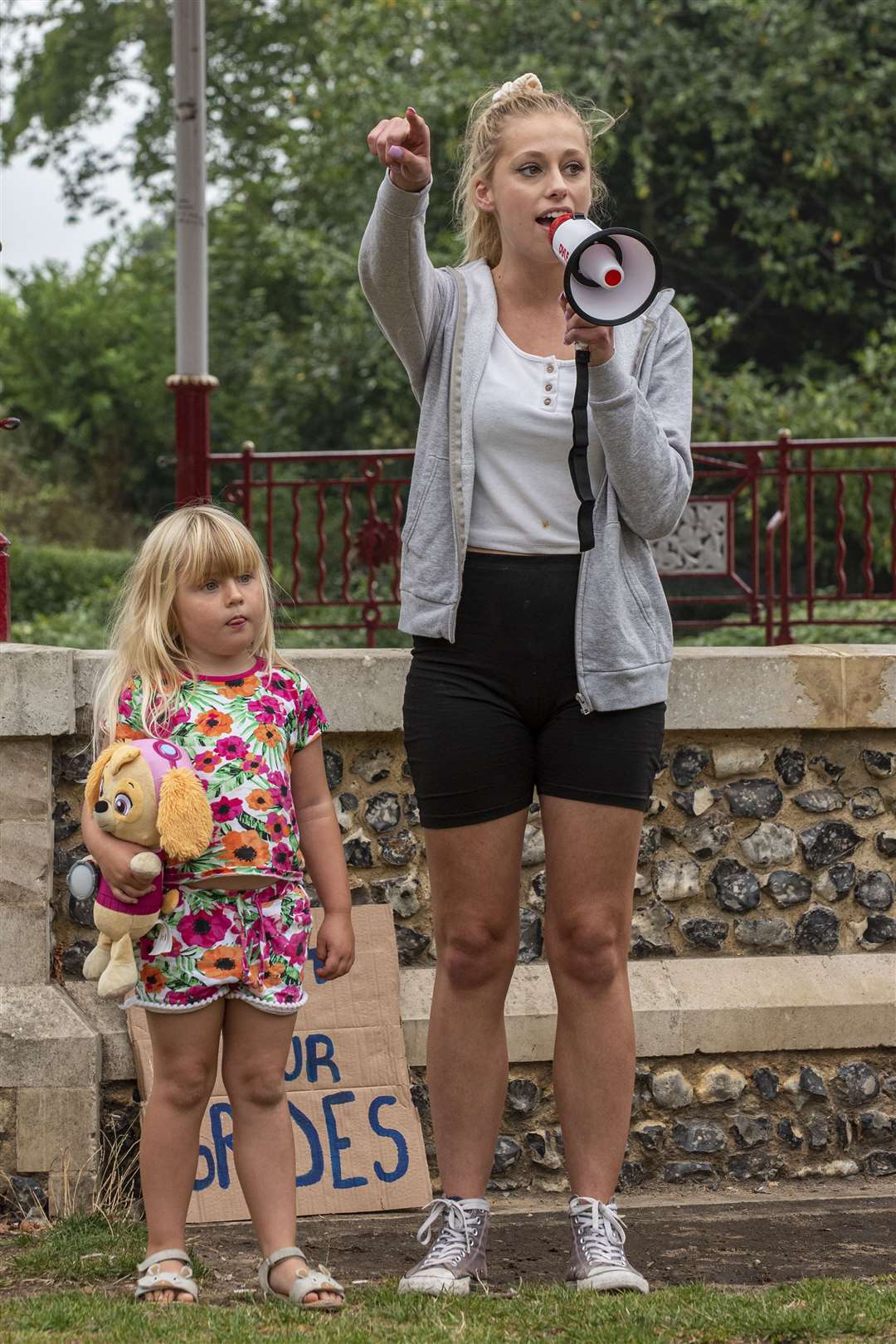 This pupil said she was robbed of her grades due to her postcode and free school meal allowance. She does not want to see these issues worsen for her younger siblings. One is stood beside her. Picture: Jo Court