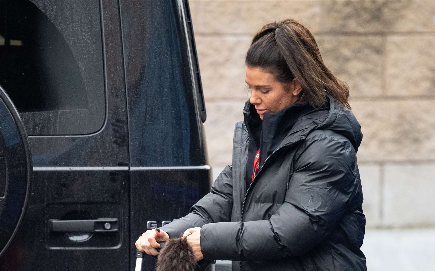 Rebekah Vardy arrives for a Dancing On Ice 2021 training session on Friday (Joe Giddens/PA)