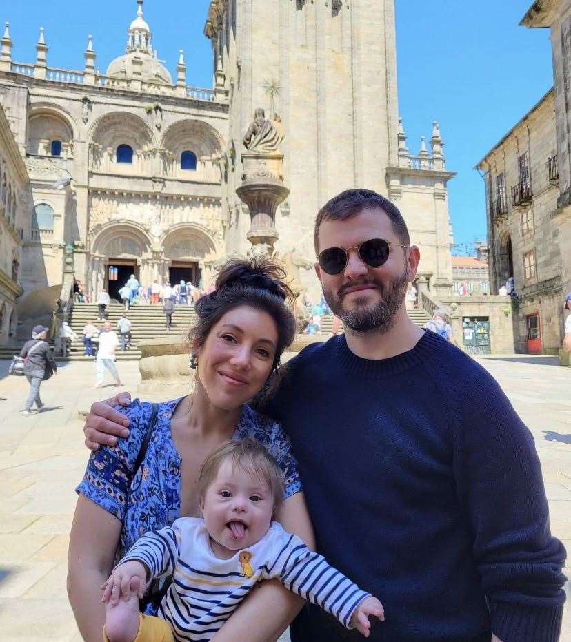 Parents Sophie and Aaron with their son, Beau