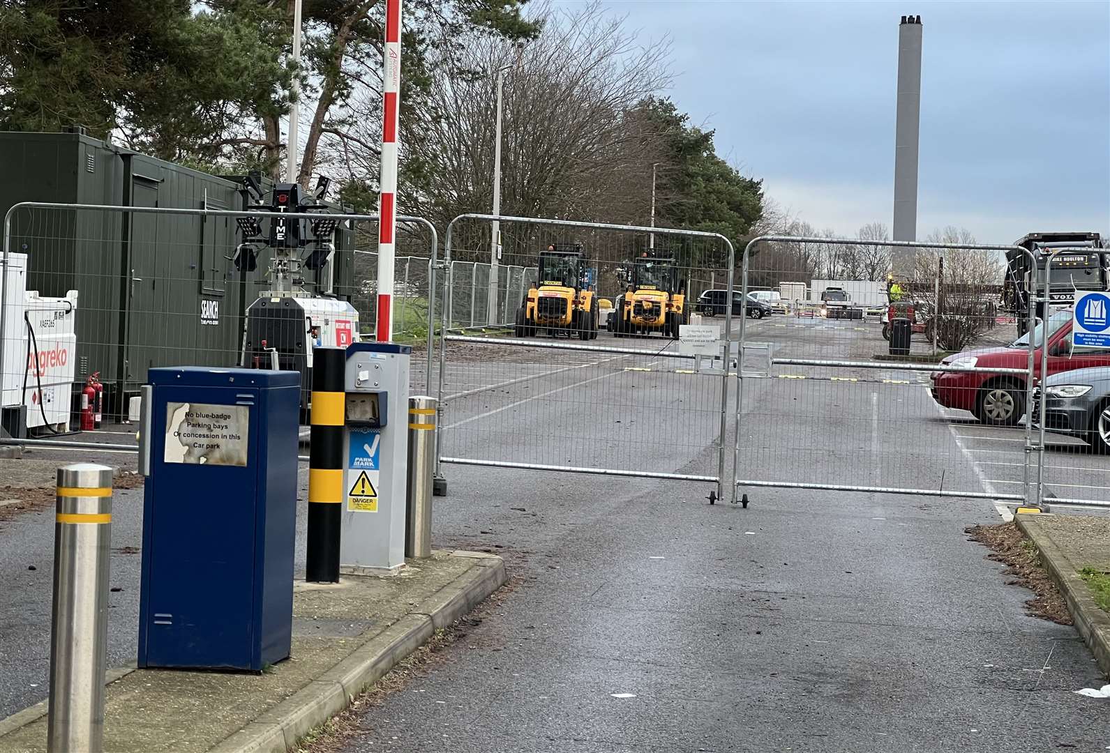 The entrance to the main car park is currently cordoned off